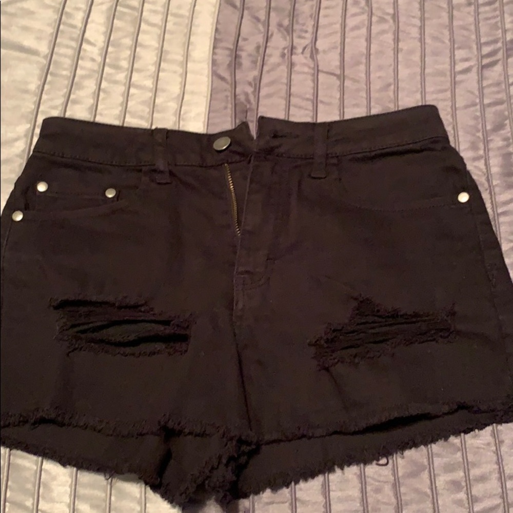 Ripped jean shorts